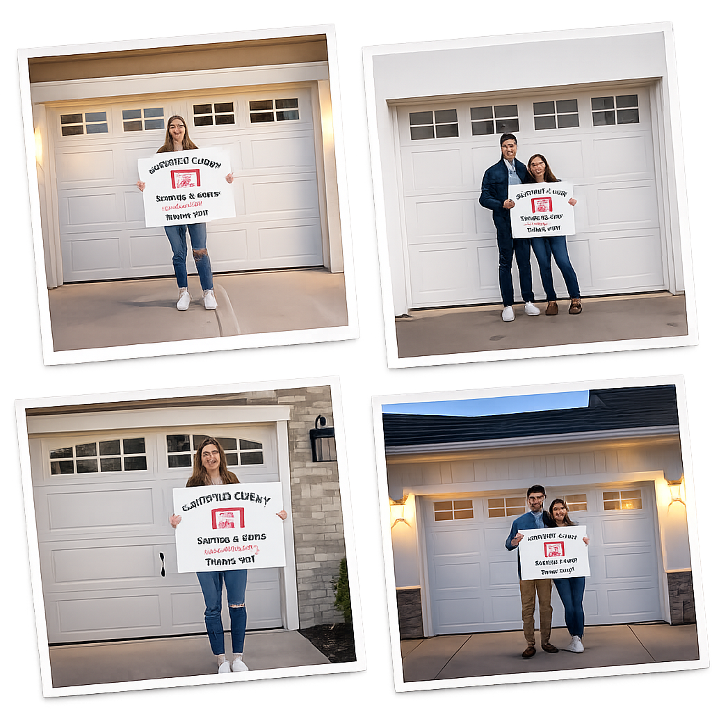 Santos and Sons happy garage door clients in Berkeley, CA