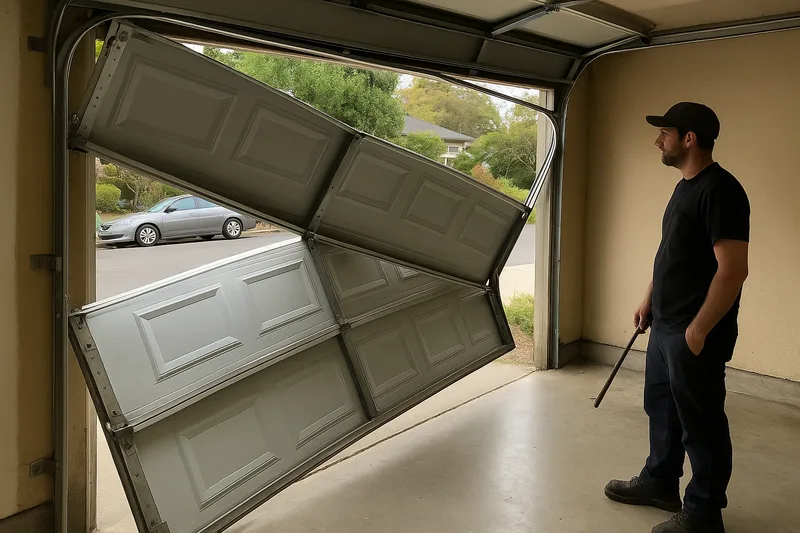 Off-track garage door repair service by Santos & Sons in Berkeley, CA