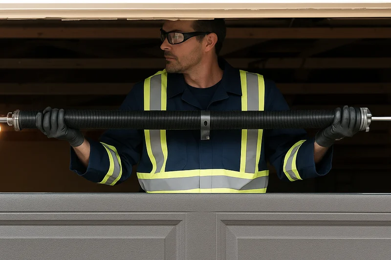 Professional garage door spring replacement by Santos & Sons technician in San Mateo, CA