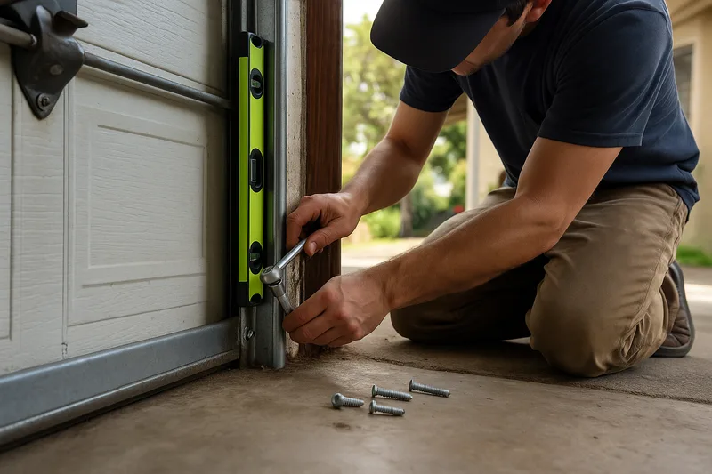 Garage door track repair service in Berkeley by Santos & Sons, straightening bent track